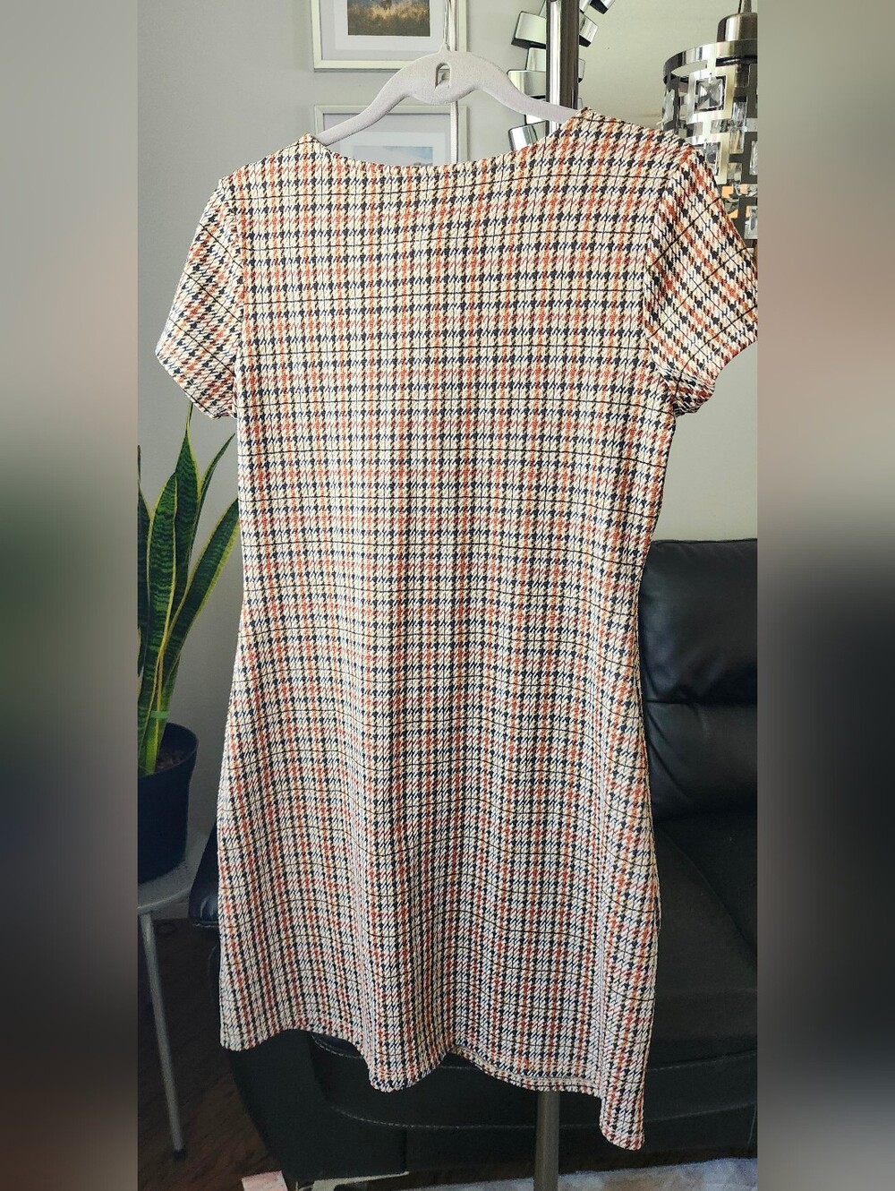 Button-Front Plaid Mini Dress in Rust & Black - Picture 6 of 6